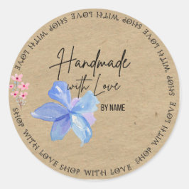 Pegatina Redonda Kraft personalizado hecho a mano con amor