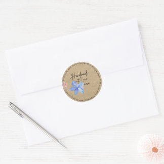 Pegatina Redonda Kraft personalizado hecho a mano con amor