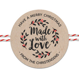 Pegatina Redonda Kraft personalizado hecho con amor