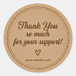 Pegatina Redonda Kraft Stitch Thank You Business Sticker