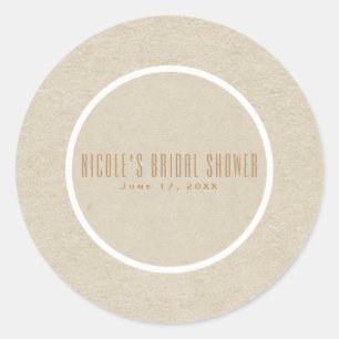 Pegatina Redonda Kraft White Rustic Mínimo Simple Wedding Favor