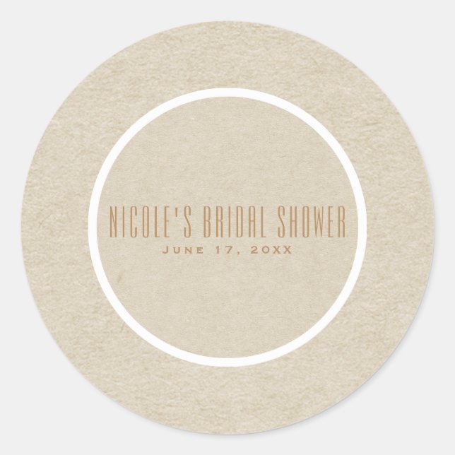 Pegatina Redonda Kraft White Rustic Mínimo Simple Wedding Favor (Anverso)