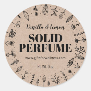 Pegatina Redonda Kraft Y Flores Láminas De Perfume Sólidas Caseras