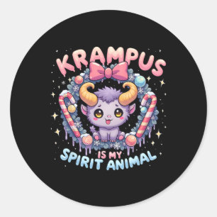Pegatina Redonda Krampus Es Mi Animal Espíritu Dulce Festivi