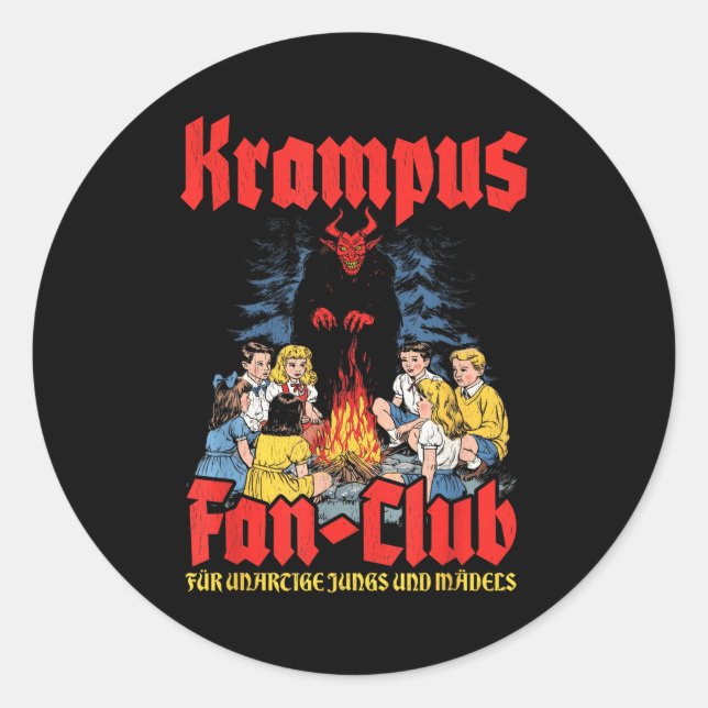 Pegatina Redonda Krampus Fan-club Ugly Xmas German Christmas Demon  (Anverso)