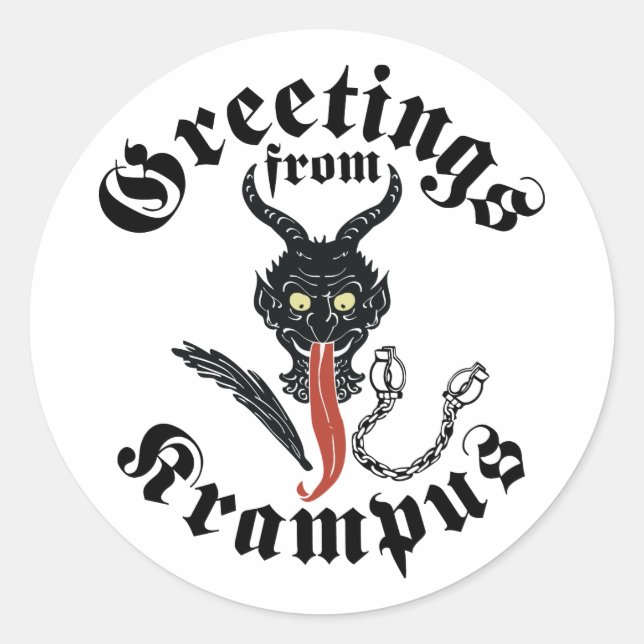 Pegatina Redonda Krampus Greetings (Anverso)