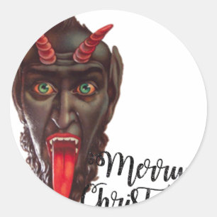 Pegatina Redonda krampus merry christmas