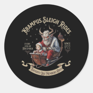 Pegatina Redonda Krampus Sleigh Rides