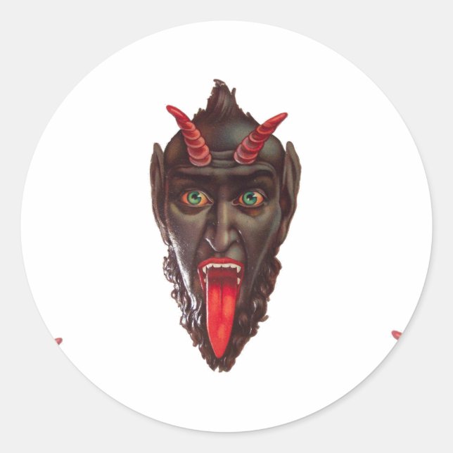 Pegatina Redonda krampus vintage (Anverso)
