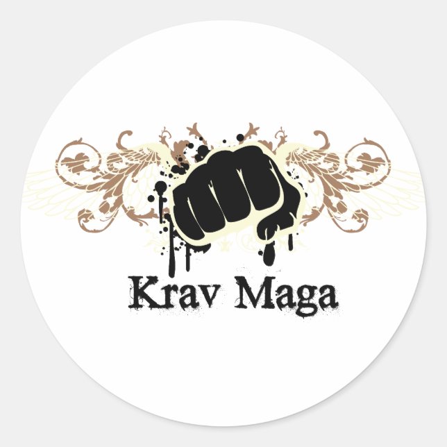 Pegatina Redonda Krav Maga Punch (Anverso)