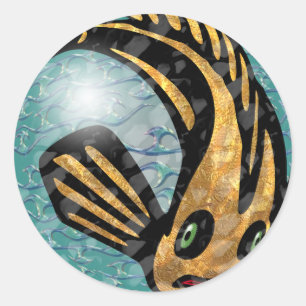 Pegatina Redonda Krazy Koi (Pegatinas redondos)