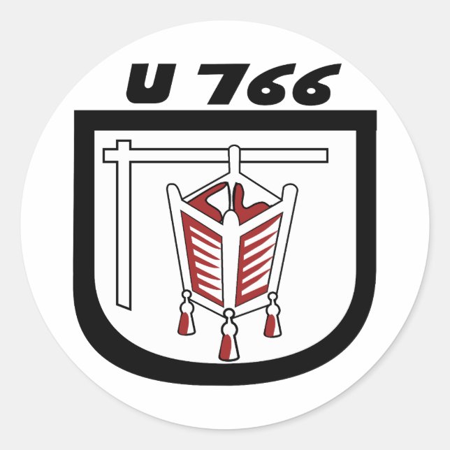 Pegatina Redonda Kriegsmarine U-boat U-766 Emblem (Anverso)