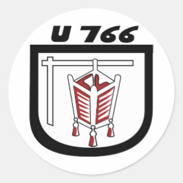 Pegatina Redonda Kriegsmarine U-boat U-766 Emblem