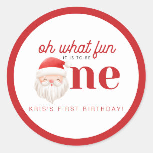 Pegatina Redonda KRIS Oh Qué Navidades Divertidos Primer Cumpleaños