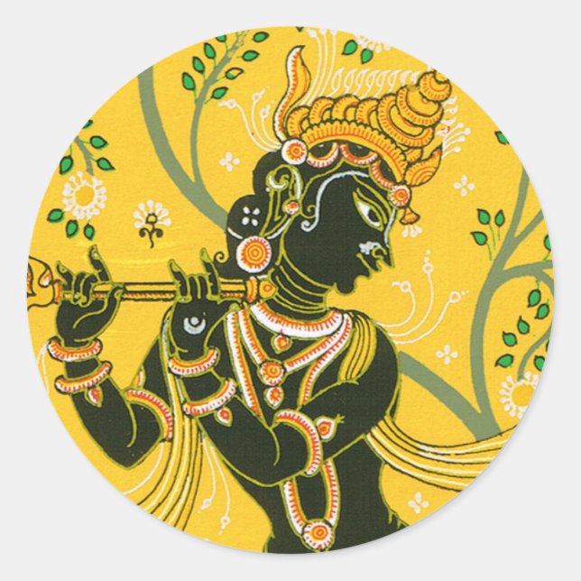 Pegatina Redonda Krishna (Anverso)