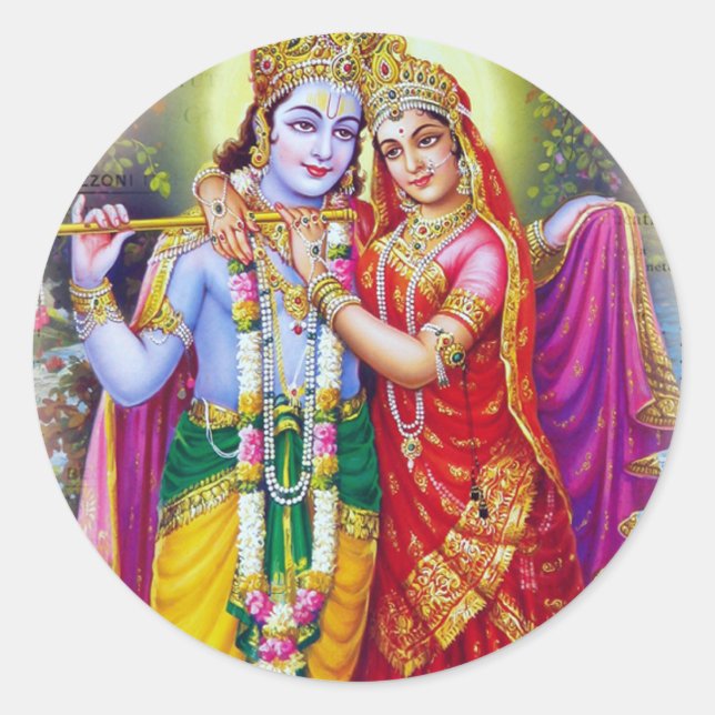Pegatina Redonda Krishna (Anverso)