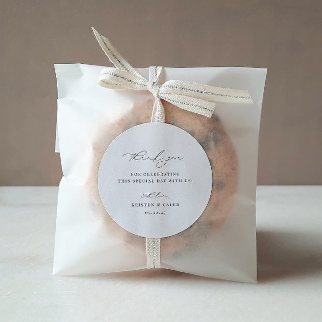 Pegatina Redonda KRISTEN Moderno Boda Minimalista Gracias (Subido por el creador)