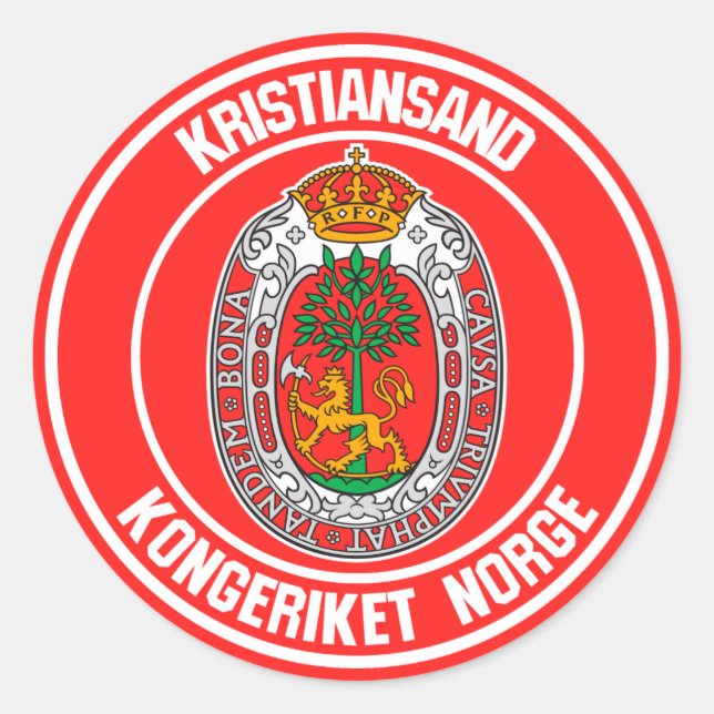 Pegatina Redonda Kristiansand Round Emblem (Anverso)