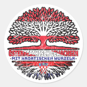 Pegatina Redonda Kroatien Kroatisch Österreichisch Österreich Baum