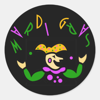 Pegatina Redonda KRW Colorful Mardi Gras Jester