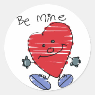 Pegatina Redonda KRW Cute Be Mine Heart Valentine
