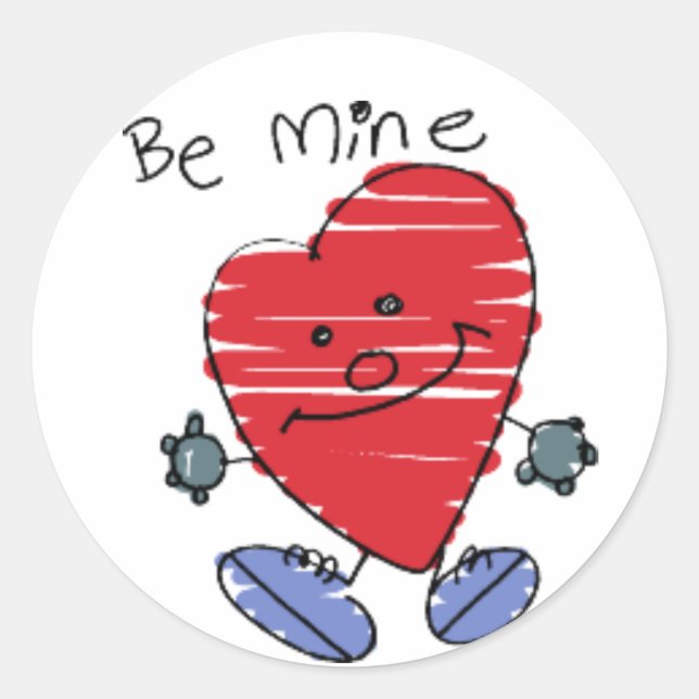 Pegatina Redonda KRW Cute Be Mine Heart Valentine (Anverso)