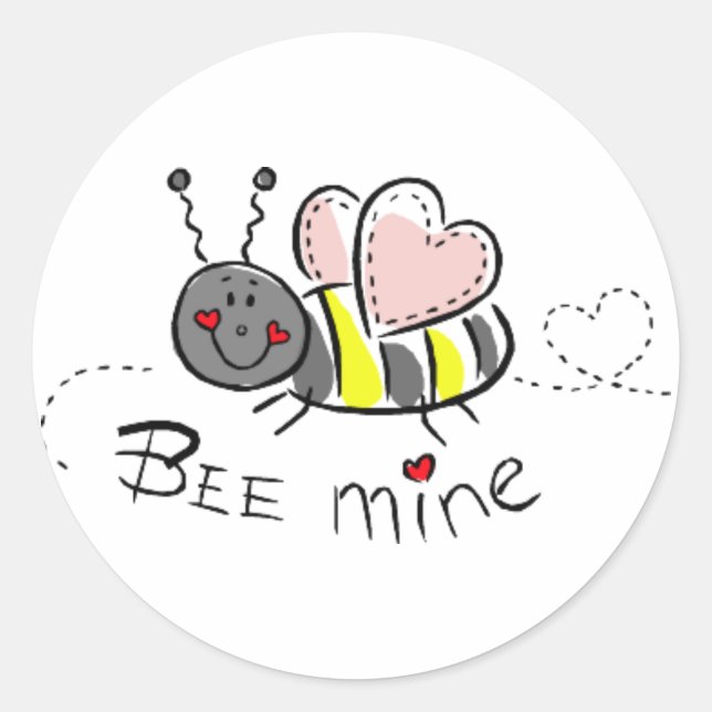 Pegatina Redonda KRW Cute Bee Mine Valentine (Anverso)