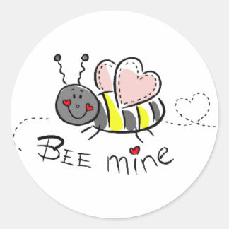 Pegatina Redonda KRW Cute Bee Mine Valentine