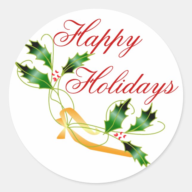 Pegatina Redonda KRW Happy Holidays Holly (Anverso)