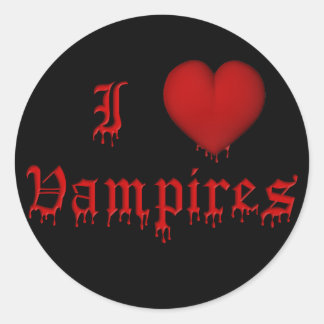 Pegatina Redonda KRW Sanguijuela me encantan los vampiros