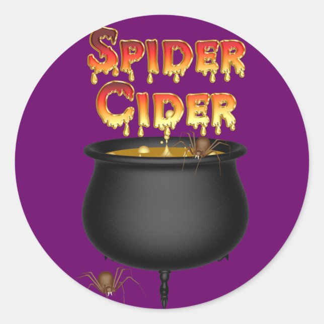 Pegatina Redonda KRW Spider Cider Halloween (Anverso)