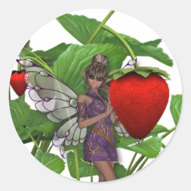 Pegatina Redonda KRW Strawberry Faer (Anverso)