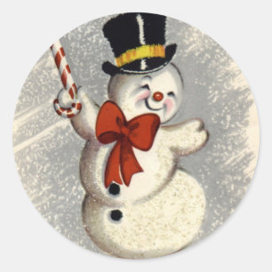 Pegatina Redonda KRW Vintage Happy Snowman Christmas Sticker