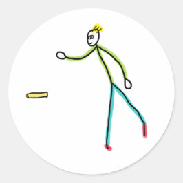 Pegatina Redonda Kubb Playing Stickman