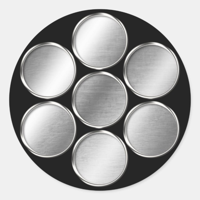Pegatina Redonda Kuki Clan Kamon Silver Chrome (Anverso)