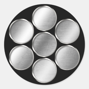 Pegatina Redonda Kuki Clan Kamon Silver Chrome