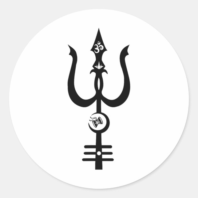 Pegatina Redonda Kundalini Shiva's Trident Design - Awesome Gifts  (Anverso)