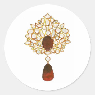 Pegatina Redonda Kundan y ruby brooch