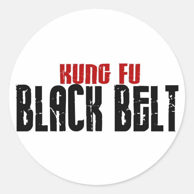 Pegatina Redonda Kung Fu Black Belt Karate (Anverso)