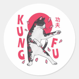 Pegatina Redonda Kung Fu Cat