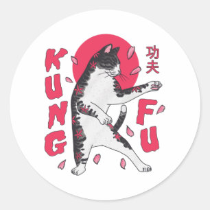 Pegatina Redonda Kung Fu Cat