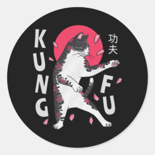 Pegatina Redonda Kung Fu Cat