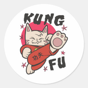 Pegatina Redonda Kung Fu Cat