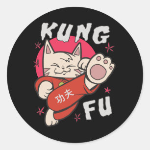 Pegatina Redonda Kung Fu Cat
