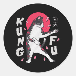 Pegatina Redonda Kung Fu Cat