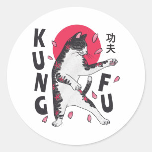 Pegatina Redonda Kung Fu Cat