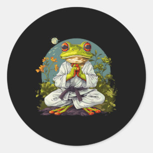 Pegatina Redonda Kung Fu Frog Nature Taekwondo Kickboxing Frog Mart