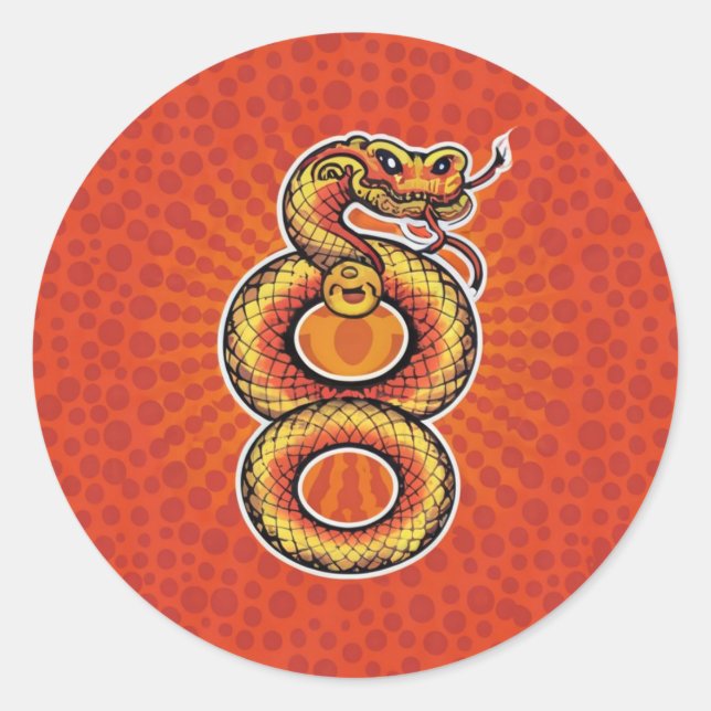 PEGATINA REDONDA KUNG HEI FAT CHOI – LA SERPIENTE (Anverso)