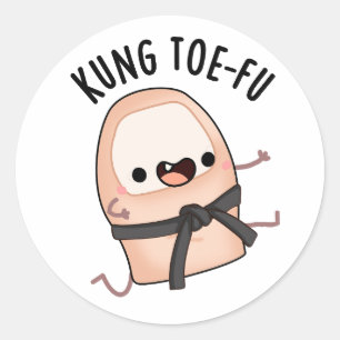Pegatina Redonda Kung Toe-fu Funny Big Toe Pun