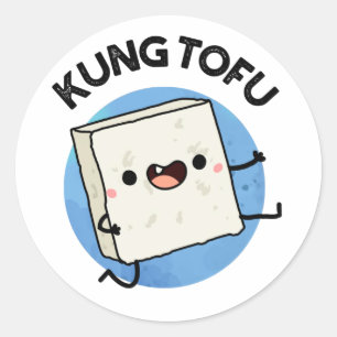 Pegatina Redonda Kung Tofu Funny Kungfu Tofu Pun